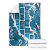 Hawaii Japanese Culture Blue Blanket Spring Cranes Aloha Pattern LT01 - Polynesian Pride