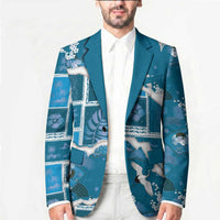 Hawaii Japanese Culture Blue Blazer Spring Cranes Aloha Pattern LT01 - Polynesian Pride