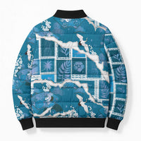 Hawaii Japanese Culture Blue Bomber Puffer Jacket Spring Cranes Aloha Pattern LT01 - Polynesian Pride