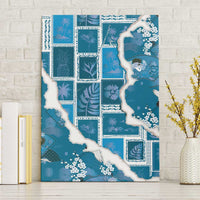 Hawaii Japanese Culture Blue Canvas Wall Art Spring Cranes Aloha Pattern LT01 Without Frame Blue - Polynesian Pride