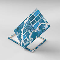 Hawaii Japanese Culture Blue Canvas Wall Art Spring Cranes Aloha Pattern LT01 With Frame Blue - Polynesian Pride