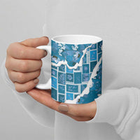 Hawaii Japanese Culture Blue Ceramic Mug Spring Cranes Aloha Pattern LT01 - Polynesian Pride