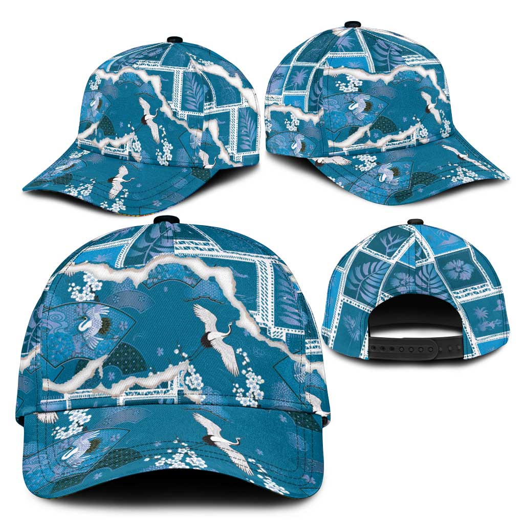 Hawaii Japanese Culture Blue Classic Cap Spring Cranes Aloha Pattern LT01 - Polynesian Pride