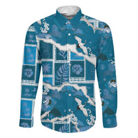 Hawaii Japanese Culture Blue Family Matching Off Shoulder Maxi Dress and Hawaiian Shirt Spring Cranes Aloha Pattern