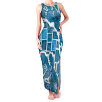 Hawaii Japanese Culture Blue Family Matching Tank Maxi Dress and Hawaiian Shirt Spring Cranes Aloha Pattern