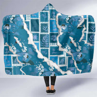 Hawaii Japanese Culture Blue Hooded Blanket Spring Cranes Aloha Pattern LT01 One Size Blue - Polynesian Pride