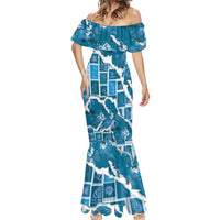 Hawaii Japanese Culture Blue Mermaid Dress Spring Cranes Aloha Pattern LT01 - Polynesian Pride