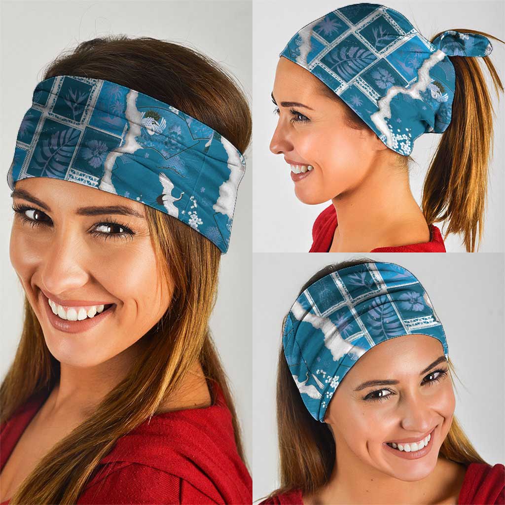 Hawaii Japanese Culture Blue Neck Gaiter Spring Cranes Aloha Pattern LT01 - Polynesian Pride