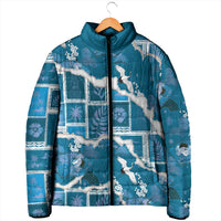 Hawaii Japanese Culture Blue Padded Jacket Spring Cranes Aloha Pattern LT01 - Polynesian Pride