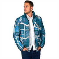 Hawaii Japanese Culture Blue Padded Jacket Spring Cranes Aloha Pattern LT01 - Polynesian Pride