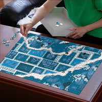 Hawaii Japanese Culture Blue Puzzle Spring Cranes Aloha Pattern LT01 - Polynesian Pride