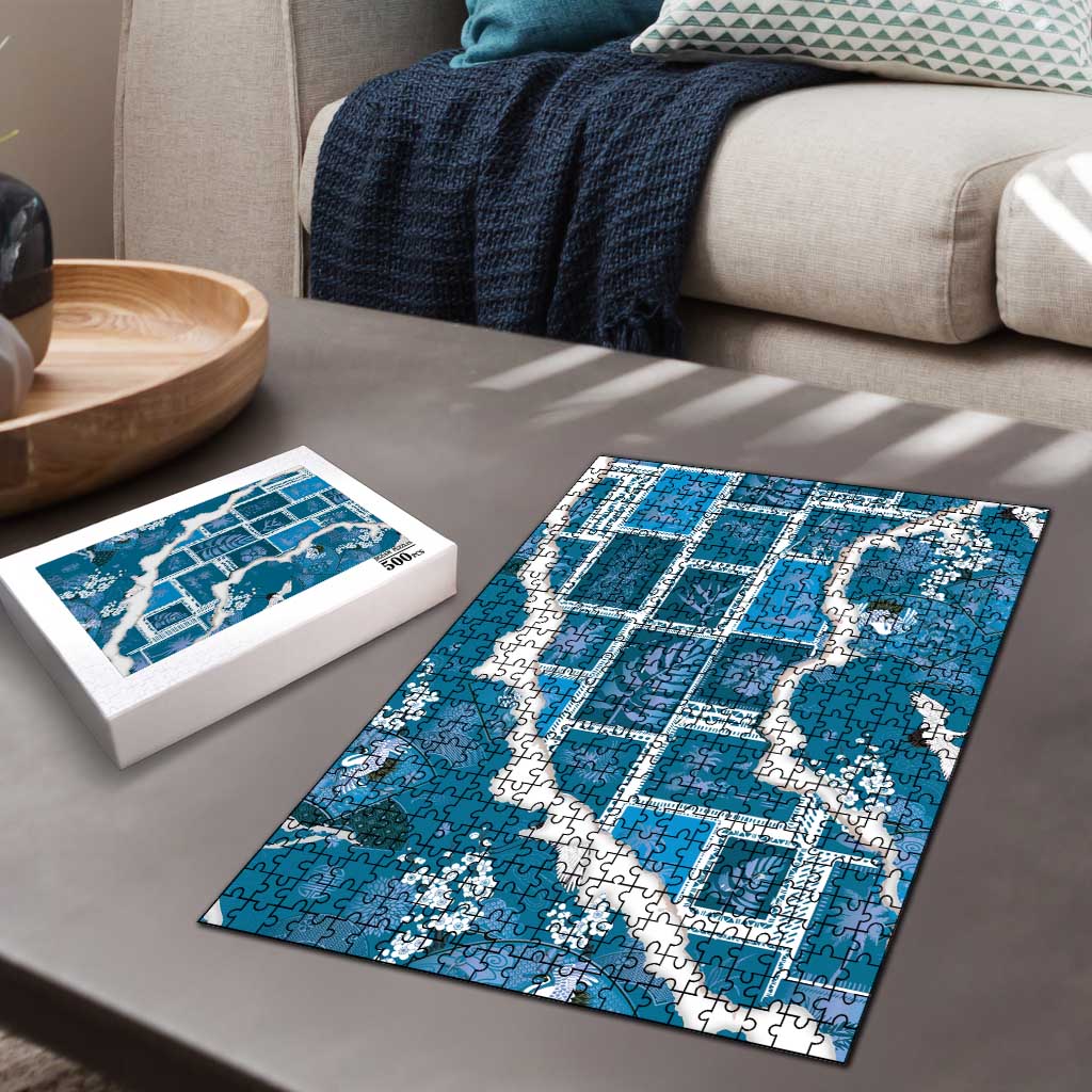 Hawaii Japanese Culture Blue Puzzle Spring Cranes Aloha Pattern LT01 - Polynesian Pride