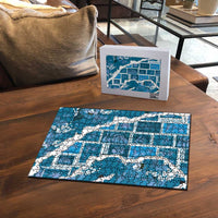 Hawaii Japanese Culture Blue Puzzle Spring Cranes Aloha Pattern LT01 - Polynesian Pride