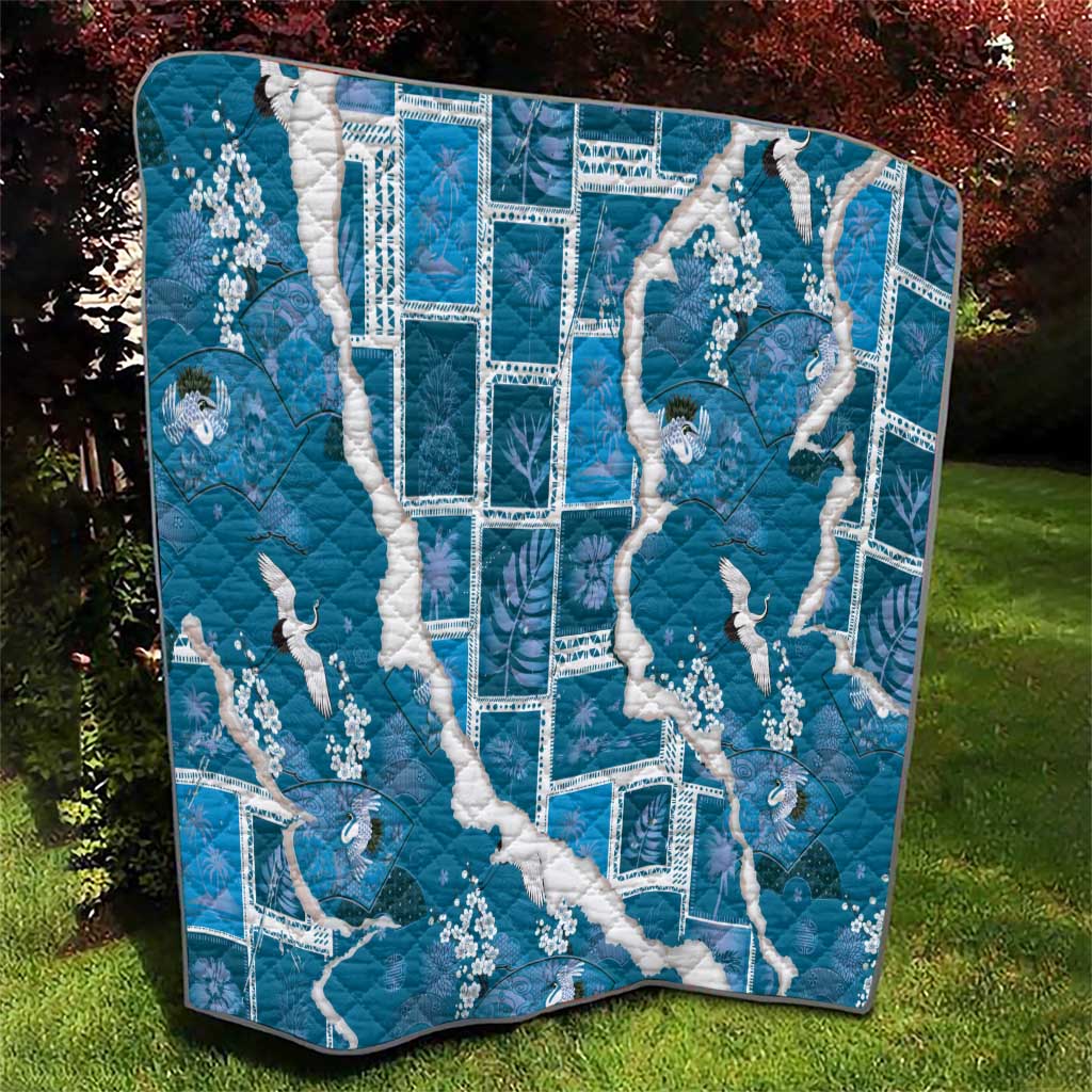 Hawaii Japanese Culture Blue Quilt Spring Cranes Aloha Pattern LT01 - Polynesian Pride