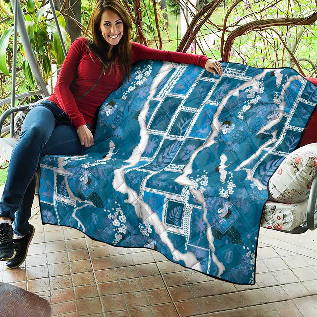 Hawaii Japanese Culture Blue Quilt Spring Cranes Aloha Pattern LT01 - Polynesian Pride