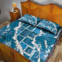 Hawaii Japanese Culture Blue Quilt Bed Set Spring Cranes Aloha Pattern LT01 - Polynesian Pride