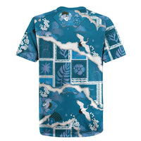 Hawaii Japanese Culture Blue Rugby Jersey Spring Cranes Aloha Pattern LT01 - Polynesian Pride