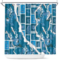 Hawaii Japanese Culture Blue Shower Curtain Spring Cranes Aloha Pattern LT01 Blue - Polynesian Pride