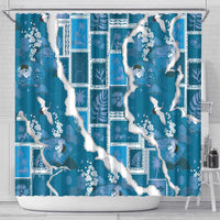 Hawaii Japanese Culture Blue Shower Curtain Spring Cranes Aloha Pattern LT01 - Polynesian Pride