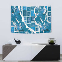 Hawaii Japanese Culture Blue Tapestry Spring Cranes Aloha Pattern LT01 - Polynesian Pride