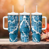 Hawaii Japanese Culture Blue Tumbler With Handle Spring Cranes Aloha Pattern LT01 - Polynesian Pride
