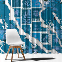 Hawaii Japanese Culture Blue Window Curtain Spring Cranes Aloha Pattern LT01 - Polynesian Pride