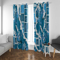 Hawaii Japanese Culture Blue Window Curtain Spring Cranes Aloha Pattern LT01 With Grommets Blue - Polynesian Pride