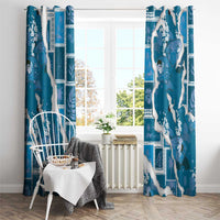 Hawaii Japanese Culture Blue Window Curtain Spring Cranes Aloha Pattern LT01 - Polynesian Pride