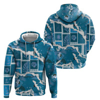 Hawaii Japanese Culture Blue Zip Hoodie Spring Cranes Aloha Pattern