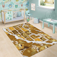 Hawaii Japanese Culture Gold Area Rug Spring Cranes Aloha Pattern