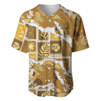 Hawaii Japanese Culture Gold Baseball Jersey Spring Cranes Aloha Pattern LT01 Gold - Polynesian Pride