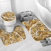 Hawaii Japanese Culture Gold Bathroom Set Spring Cranes Aloha Pattern LT01 Mat Set Only (3 pcs) One Size Gold - Polynesian Pride