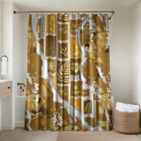 Hawaii Japanese Culture Gold Bathroom Set Spring Cranes Aloha Pattern LT01 Shower Curtain Only Gold - Polynesian Pride