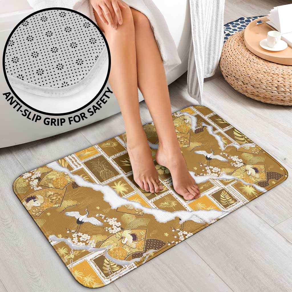 Hawaii Japanese Culture Gold Bathroom Set Spring Cranes Aloha Pattern LT01 - Polynesian Pride