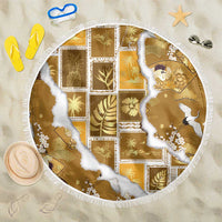 Hawaii Japanese Culture Gold Beach Blanket Spring Cranes Aloha Pattern LT01 One Size 150cm Gold - Polynesian Pride