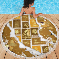 Hawaii Japanese Culture Gold Beach Blanket Spring Cranes Aloha Pattern LT01 - Polynesian Pride
