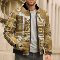Hawaii Japanese Culture Gold Bomber Puffer Jacket Spring Cranes Aloha Pattern LT01 - Polynesian Pride