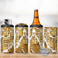 Hawaii Japanese Culture Gold 4 in 1 Can Cooler Tumbler Spring Cranes Aloha Pattern LT01 - Polynesian Pride