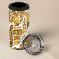 Hawaii Japanese Culture Gold 4 in 1 Can Cooler Tumbler Spring Cranes Aloha Pattern LT01 - Polynesian Pride