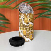 Hawaii Japanese Culture Gold 4 in 1 Can Cooler Tumbler Spring Cranes Aloha Pattern LT01 - Polynesian Pride