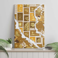 Hawaii Japanese Culture Gold Canvas Wall Art Spring Cranes Aloha Pattern LT01 - Polynesian Pride