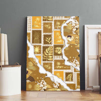 Hawaii Japanese Culture Gold Canvas Wall Art Spring Cranes Aloha Pattern LT01 - Polynesian Pride