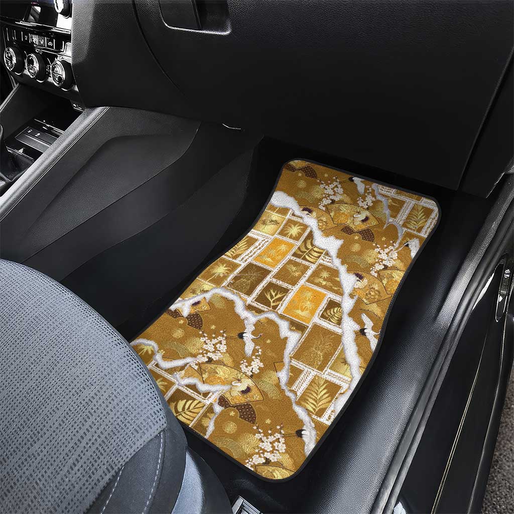 Hawaii Japanese Culture Gold Car Mats Spring Cranes Aloha Pattern LT01 - Polynesian Pride