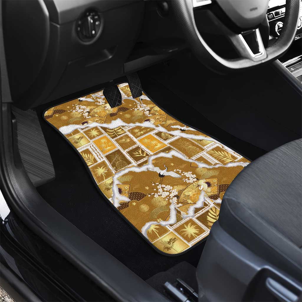 Hawaii Japanese Culture Gold Car Mats Spring Cranes Aloha Pattern LT01 - Polynesian Pride