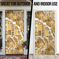 Hawaii Japanese Culture Gold Door Cover Spring Cranes Aloha Pattern LT01 - Polynesian Pride