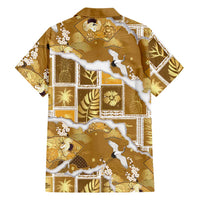 Hawaii Japanese Culture Gold Family Matching Long Sleeve Bodycon Dress and Hawaiian Shirt Spring Cranes Aloha Pattern