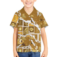 Hawaii Japanese Culture Gold Family Matching Long Sleeve Bodycon Dress and Hawaiian Shirt Spring Cranes Aloha Pattern