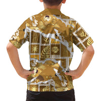 Hawaii Japanese Culture Gold Family Matching Short Sleeve Bodycon Dress and Hawaiian Shirt Spring Cranes Aloha Pattern