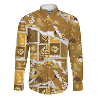 Hawaii Japanese Culture Gold Family Matching Tank Maxi Dress and Hawaiian Shirt Spring Cranes Aloha Pattern