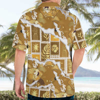 Hawaii Japanese Culture Gold Hawaiian Shirt Spring Cranes Aloha Pattern LT01 - Polynesian Pride